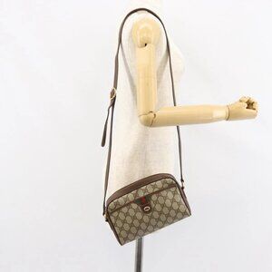 GUCCI GG Supreme Web Sherry Line Bag PVC Beige Gold